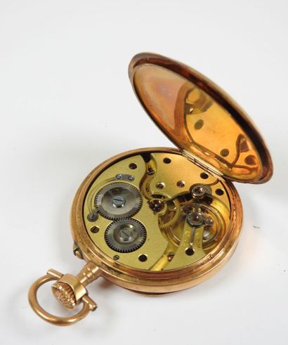 Pocket watch in 18K yellow gold, the mechanical...