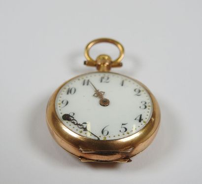 Neck watch in 18K yellow gold, the mechanical...