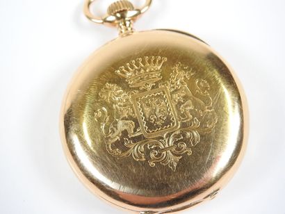 18K yellow gold pocket watch, mechanical...