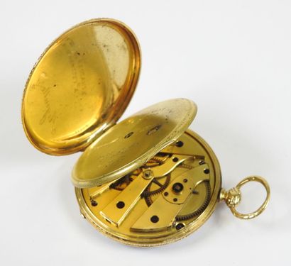 18K yellow gold pocket watch, mechanical...