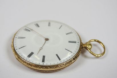 18K yellow gold pocket watch, mechanical...