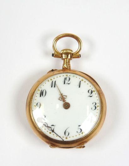 Neck watch in 18K yellow gold, the mechanical...