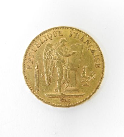 20 franc gold coin, Genie, 1877 A.