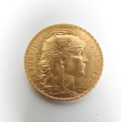Coin of 20 francs in gold, rooster, 1912...
