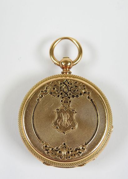 18K yellow gold collar watch, the mechanical...