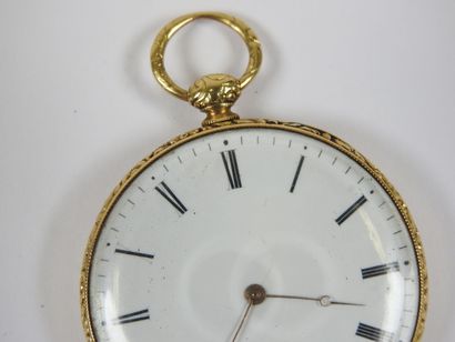 18K yellow gold pocket watch, mechanical...
