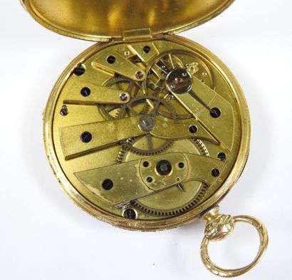 18K yellow gold pocket watch, mechanical...