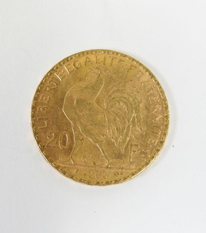 Coin of 20 francs in gold, rooster, 1906...
