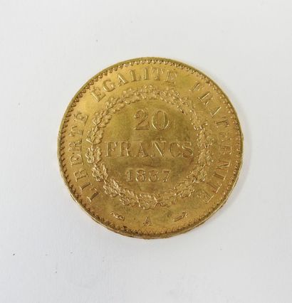 20 franc gold coin, Genie, 1887 A.
