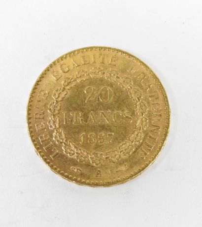 20 franc gold coin, Genie, 1897 A.