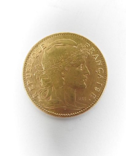Coin of 10 francs in gold, rooster, 1907...
