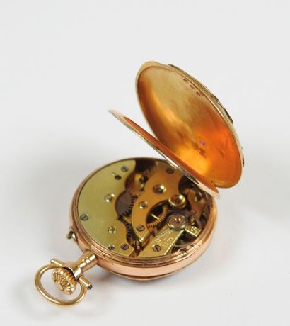 Neck watch in 18K yellow gold, the mechanical...