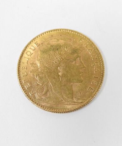 Coin of 10 francs in gold, rooster, 1911...