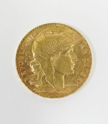 20 francs gold coin, rooster, 1900.