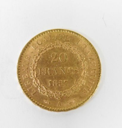 20 franc gold coin, Genie, 1897 A.