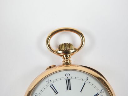 18K yellow gold pocket watch, mechanical...