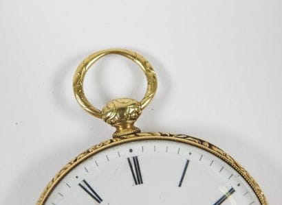 18K yellow gold pocket watch, mechanical...