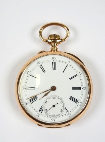 18K yellow gold pocket watch, mechanical...