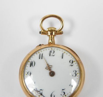 Neck watch in 18K yellow gold, the mechanical...