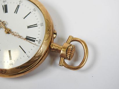 Pocket watch in 18K yellow gold, the mechanical...