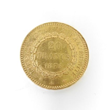 20 franc gold coin, Genie, 1876 A.