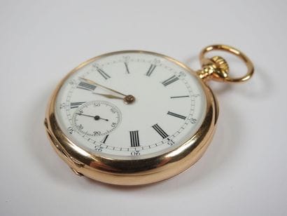 18K yellow gold pocket watch, mechanical...