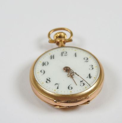 Neck watch in 18K yellow gold, the mechanical...