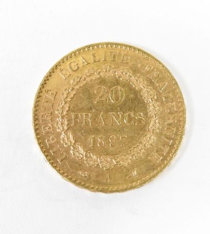 20 franc gold coin, Genie, 1897 A.