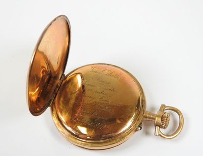 Pocket watch in 18K yellow gold, the mechanical...