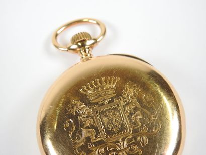 18K yellow gold pocket watch, mechanical...