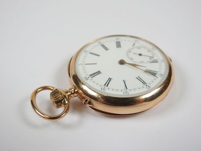 18K yellow gold pocket watch, mechanical...