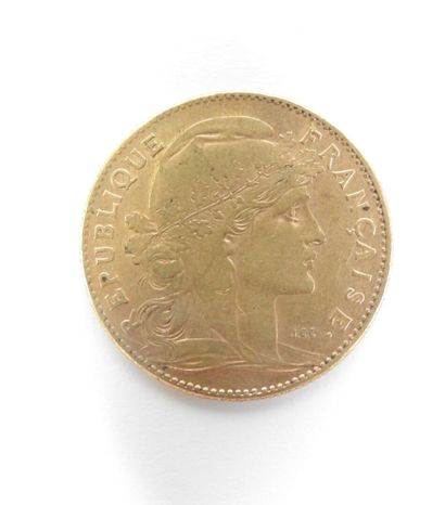 Coin of 10 francs in gold, rooster, 1906...