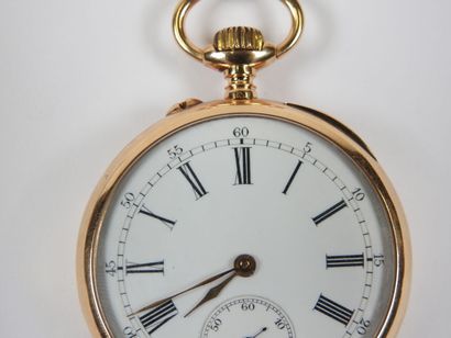 18K yellow gold pocket watch, mechanical...