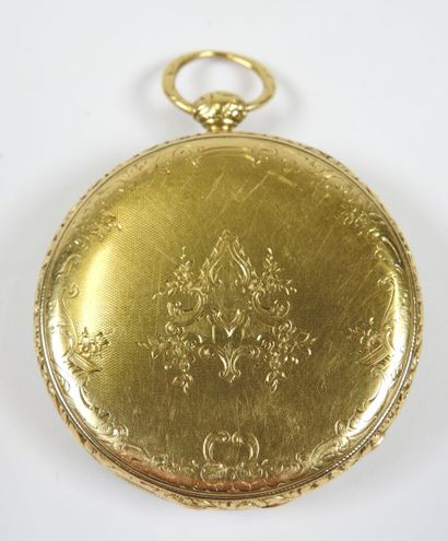 18K yellow gold pocket watch, mechanical...