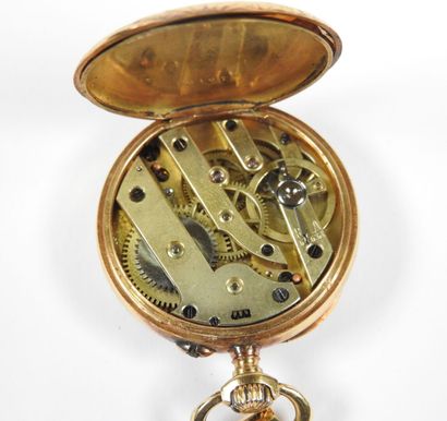 Neck watch in 18K yellow gold, the mechanical...