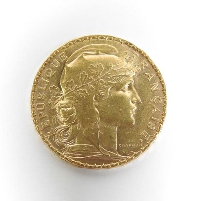 Coin of 20 francs in gold, rooster, 1901...