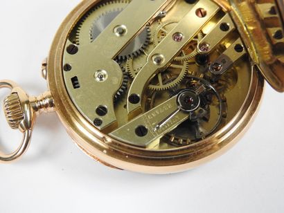 18K yellow gold pocket watch, mechanical...