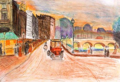 GARREL Bruno
Paris Pont Neuf Crayon aquarelle...