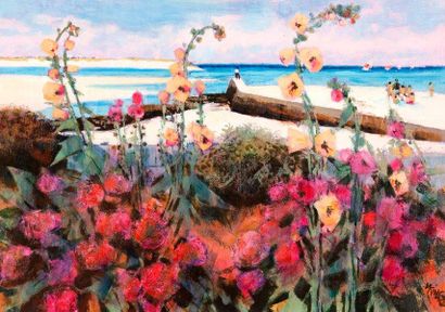 KING Michel
Roses trémières à Lesconil, Huile...
