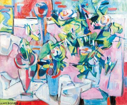 SCHURR Claude V
erdure fleurie, Huile sur...