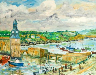 JAMES René
Concarneau Huile sur toile SBD,...