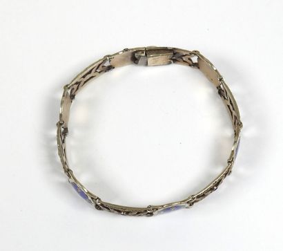 Articulated silver bracelet openwork punctuated...