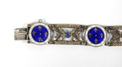 Articulated silver bracelet openwork punctuated...