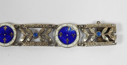 Articulated silver bracelet openwork punctuated...