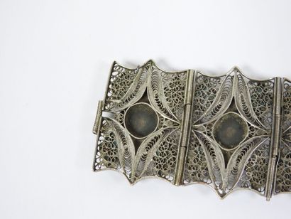 Articulated silver cuff bracelet filigree,...