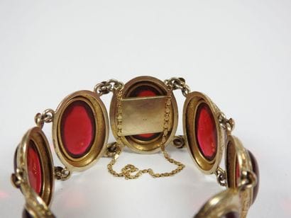Silver bracelet gilt or vermeil punctuated...