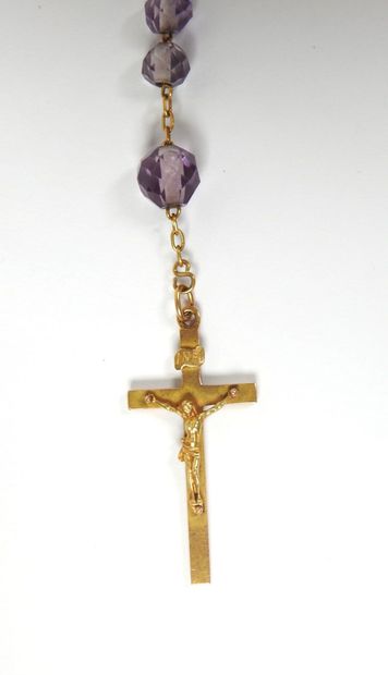 Rosary in 18K yellow gold, faceted beads...