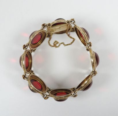 Silver bracelet gilt or vermeil punctuated...