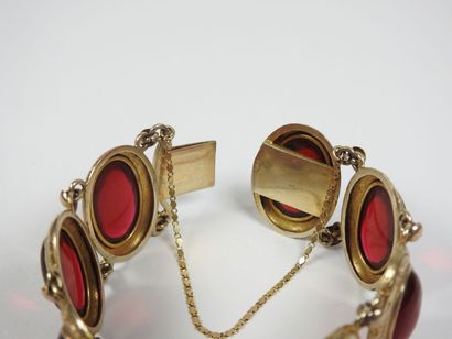 Silver bracelet gilt or vermeil punctuated...