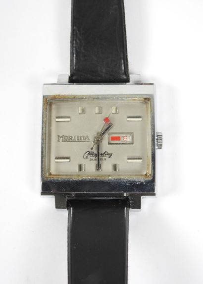 MORTIMA.
Men's wristwatch, rectangular steel...